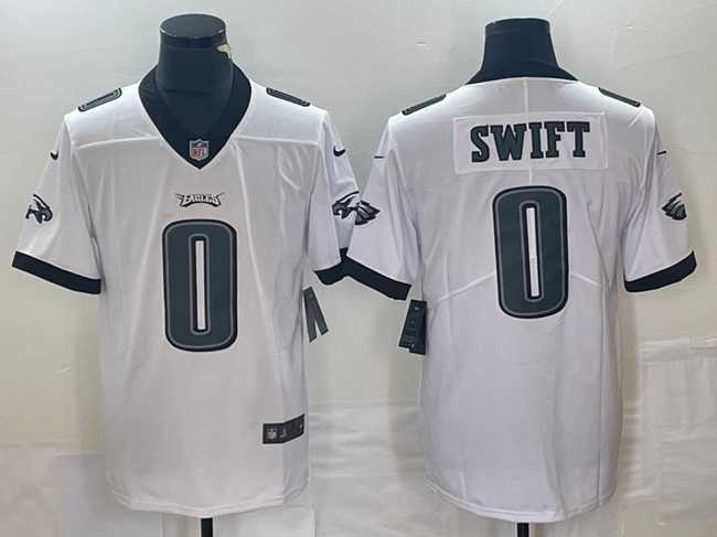 Mens Philadelphia Eagles #0 DAndre Swift White Vapor Limited Stitched Jersey->->NFL Jersey
